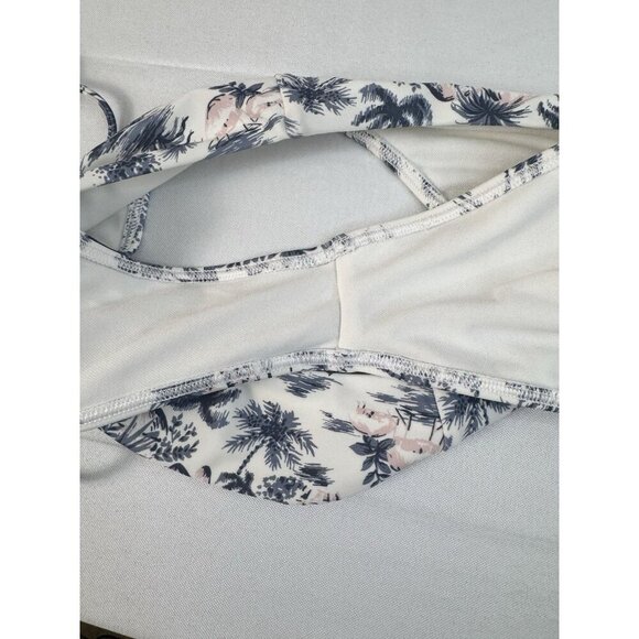 Abercrombie Palm Print Swim Bottom S Tie Waist White Boho High Leg Island - Picture 4 of 6